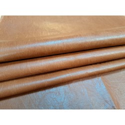 Lot de 3 peaux de cuir stretch identiques -Brun caramel- Cuir en Stock