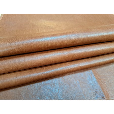 Lot de 3 peaux de cuir stretch identiques -Brun caramel- Cuir en Stock