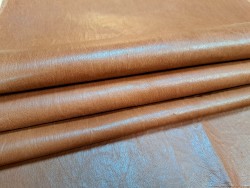 Lot de 3 peaux de cuir stretch identiques -Brun caramel- Cuir en Stock