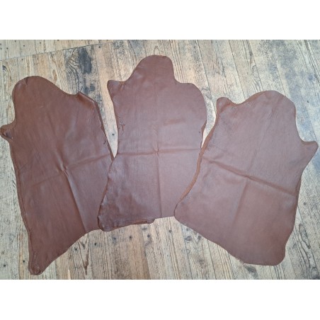 Lot de 3 peaux de cuir stretch identiques - Noisette
