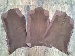 Lot de 3 peaux de cuir stretch identiques nubuck - Marron