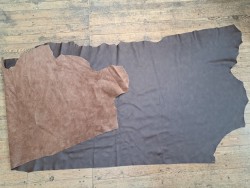 Bande de cuir de vache grainée nuancé - marron - maroquinerie - ameublement - Cuir en Stock