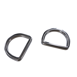 Anneau demi-ronds épais nickelé - 30mm - anneau soudé- Cuir en stock