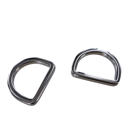 Anneau demi-ronds épais nickelé - 30mm - anneau soudé- Cuir en stock