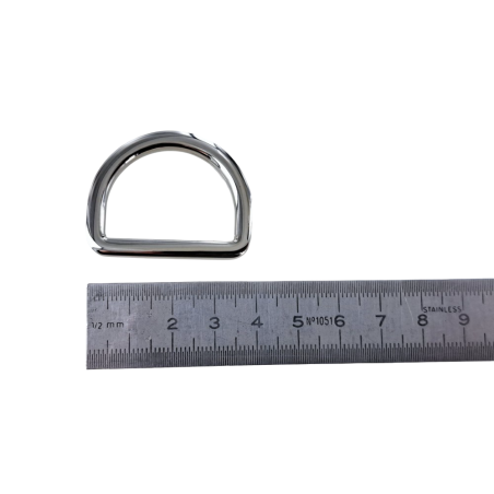 Anneau demi-ronds épais nickelé - 30mm - anneau soudé- Cuir en stock