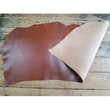 Collet de vache tannage végétal lisse - Cognac - Cuir en Stock