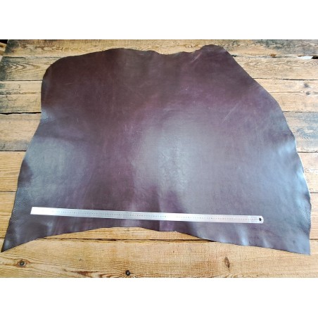 Collet de vache tannage végétal grainé - Café - Cuir en Stock