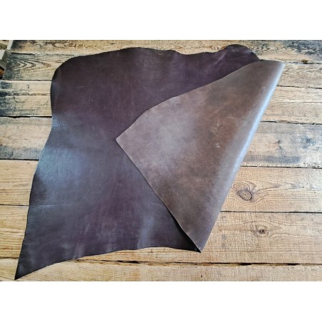 Collet de vache tannage végétal grainé - Café - Cuir en Stock