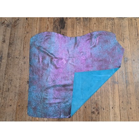 Peau de veau velours serpent - bleu - paillettes rose - maroquinerie - cuirenstock