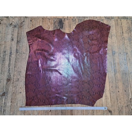 Peau de veau velours serpent - brun - écailles miroir - maroquinerie - cuir en stock