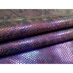 Peau de veau velours serpent - brun - écailles miroir - maroquinerie - cuirenstock