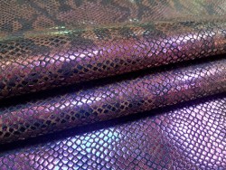 Peau de veau velours serpent - brun - écailles miroir - maroquinerie - cuirenstock