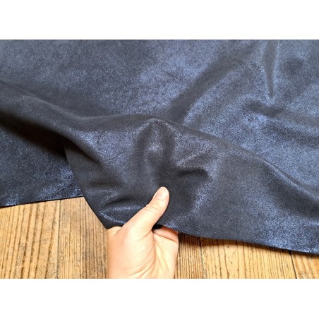 Peau de veau velours noir - paillette - bleu - maroquinerie - Cuirenstock