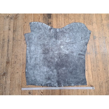 Peau de veau velours gris - paillette - argenté - maroquinerie - cuir en stock