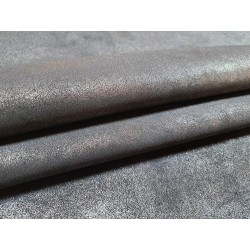 Peau de veau velours gris - paillette - argenté - maroquinerie - cuirenstock