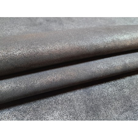 Peau de veau velours gris - paillette - argenté - maroquinerie - cuirenstock