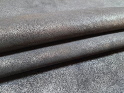 Peau de veau velours gris - paillette - argenté - maroquinerie - cuirenstock