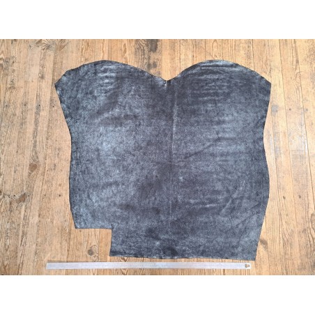 Peau de veau velours gris foncé - paillette - argenté - maroquinerie - cuir en stock