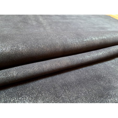 Peau de veau velours gris foncé - paillette - argenté - maroquinerie - cuirenstock