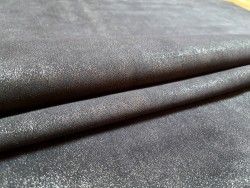 Peau de veau velours gris foncé - paillette - argenté - maroquinerie - cuirenstock