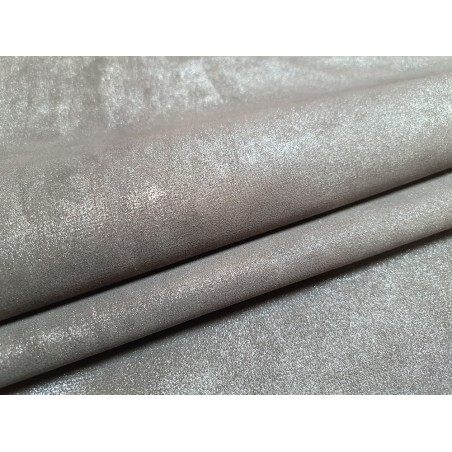 Peau de veau velours taupe - paillette - argenté - maroquinerie - cuirenstock