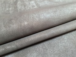 Peau de veau velours taupe - paillette - argenté - maroquinerie - cuirenstock