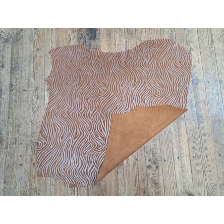 Peau de veau velours zèbre - camel - maroquinerie - cuirenstock