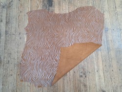 Peau de veau velours zèbre - camel - maroquinerie - cuirenstock