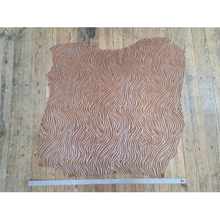 Peau de veau velours zèbre - camel - maroquinerie - cuir en stock