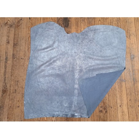 Peau de veau velours bleu jeans - paillette - argent - maroquinerie - cuirenstock