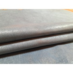 Peau de veau velours bleu jeans - paillette - argent - maroquinerie - cuirenstock