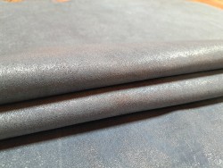 Peau de veau velours bleu jeans - paillette - argent - maroquinerie - cuirenstock