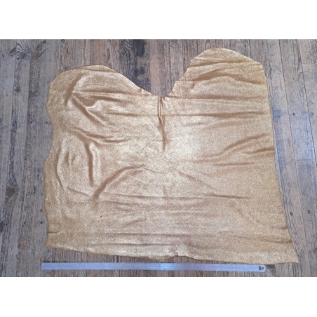 Peau de veau velours brun gold - paillette - doré - argent - maroquinerie - cuir en stock