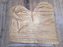 Peau de veau velours brun gold - paillette - doré - argent - maroquinerie - cuir en stock