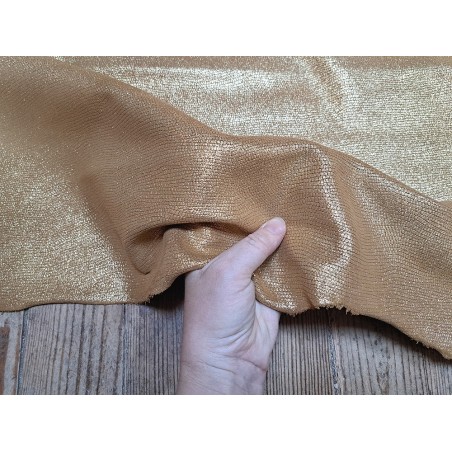 Peau de veau velours brun gold - paillette - doré - argent - maroquinerie - Cuirenstock