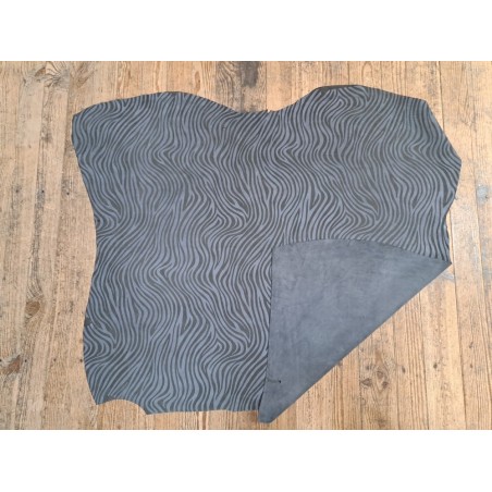 Peau de veau velours gris - zèbre - maroquinerie - cuirenstock