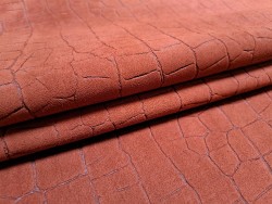 Peau de veau velours brique - crocodile- maroquinerie - cuirenstock