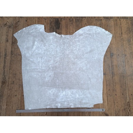 Peau de veau velours blanc - paillette - argent - maroquinerie - cuir en stock