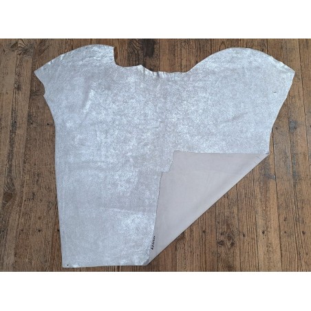 Peau de veau velours blanc - paillette - argent - maroquinerie - cuirenstock
