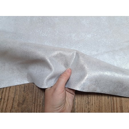 Peau de veau velours blanc - paillette - argent - maroquinerie - Cuirenstock