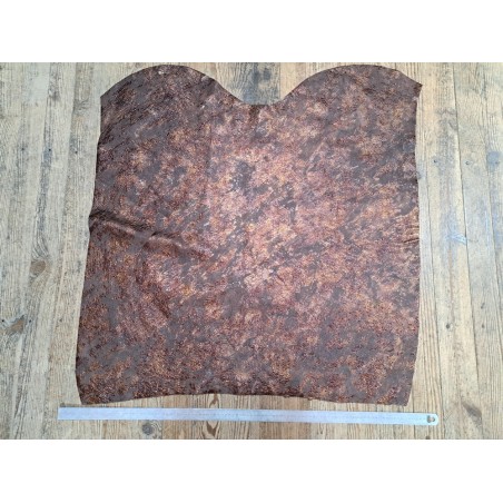 Peau de veau velours marron - marbré - maroquinerie - cuir en stock