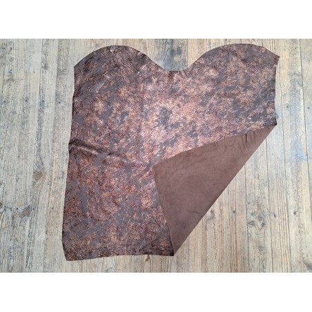 Peau de veau velours marron - marbré - maroquinerie - cuirenstock