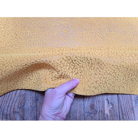 Peau de veau velours jaune - félin - maroquinerie - Cuirenstock