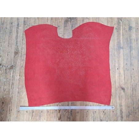 Peau de veau velours rouge - félin - maroquinerie - cuir en stock