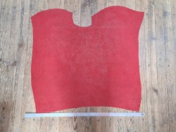 Peau de veau velours rouge - félin - maroquinerie - cuir en stock