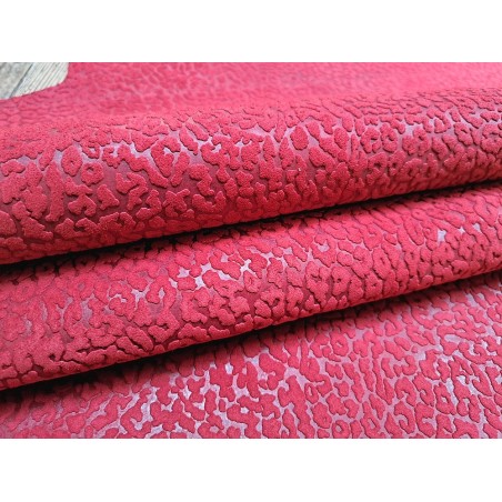 Peau de veau velours rouge - félin - maroquinerie - cuirenstock