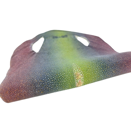 Peau de galuchat - perle centrale - cuir exotique - arc en ciel - Cuir en Stock