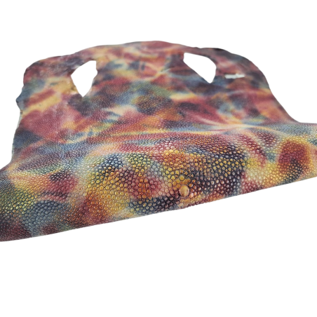 Peau de galuchat - perle centrale - cuir exotique - aquarelle rose - Cuir en Stock