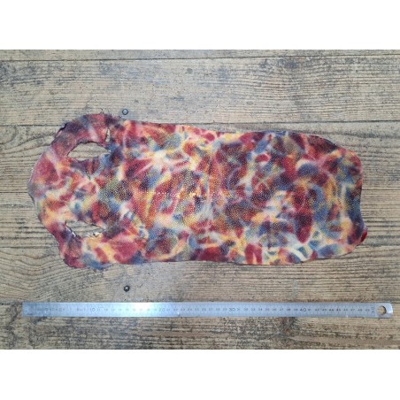 Peau de galuchat - perle centrale - cuir exotique - aquarelle rose - Cuir en stock