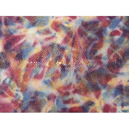 Peau de galuchat - perle centrale - cuir exotique - aquarelle rose - Cuirenstock